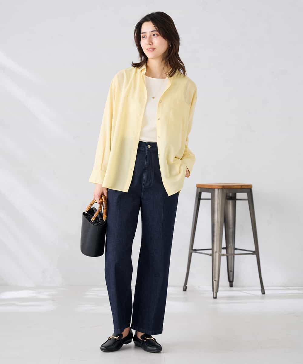 K2BGD15044 a.v.v(アー・ヴェ・ヴェ) バックタックシアーシャツ【接触冷感/イージーケア】 レッド