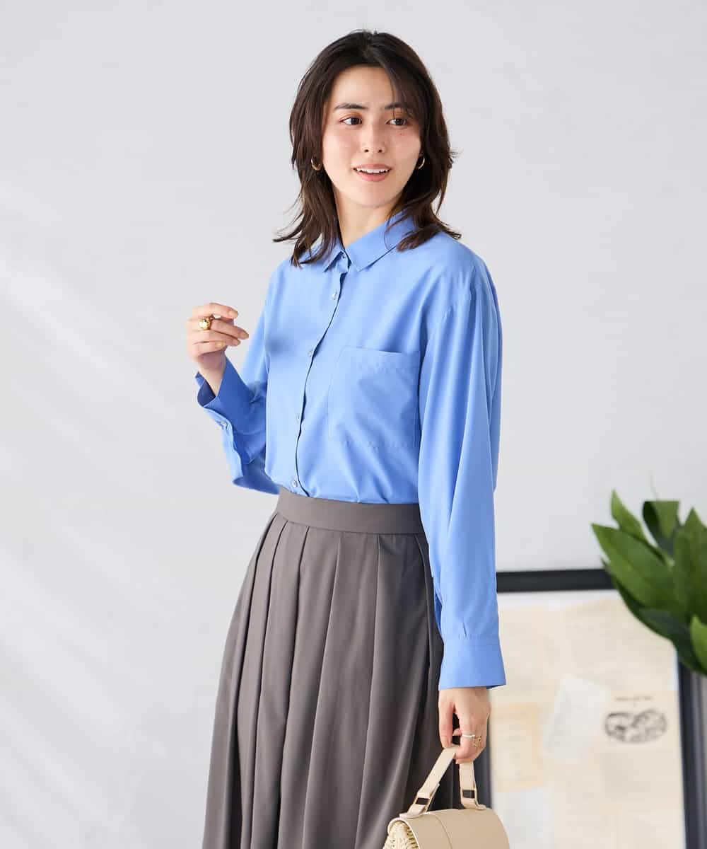 K2BGD15044 a.v.v(アー・ヴェ・ヴェ) バックタックシアーシャツ【接触冷感/イージーケア】 レッド