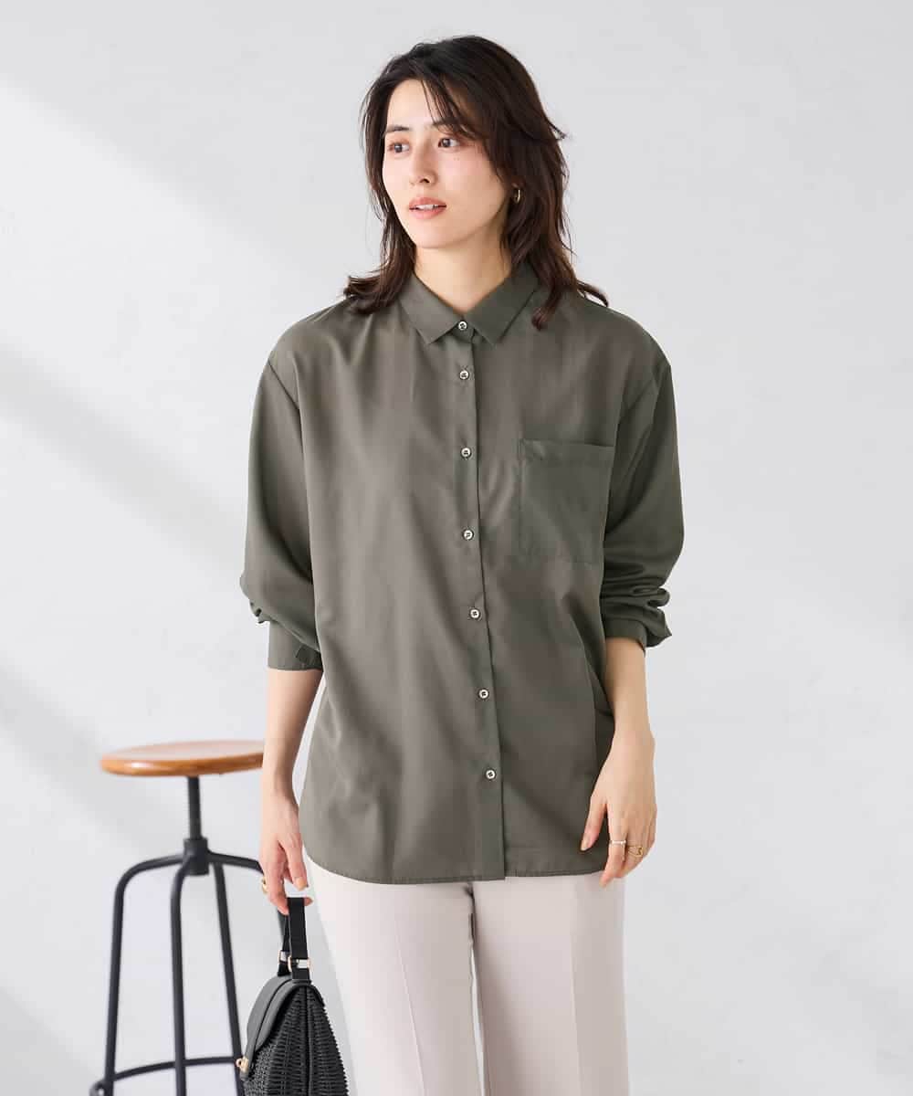 K2BGD15044 a.v.v(アー・ヴェ・ヴェ) バックタックシアーシャツ【接触冷感/イージーケア】 レッド