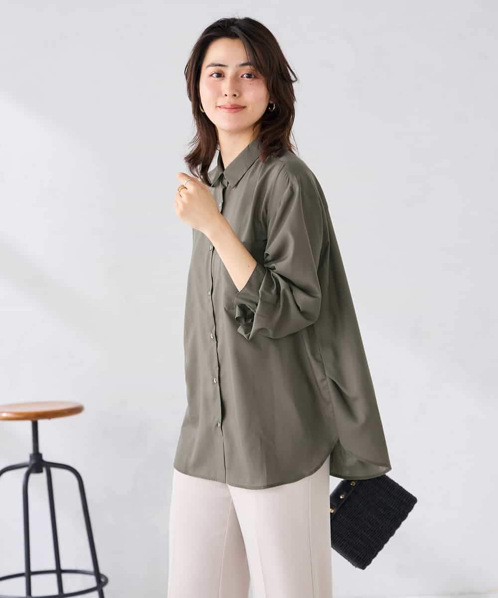 K2BGD15044 a.v.v(アー・ヴェ・ヴェ) バックタックシアーシャツ【接触冷感/イージーケア】 レッド