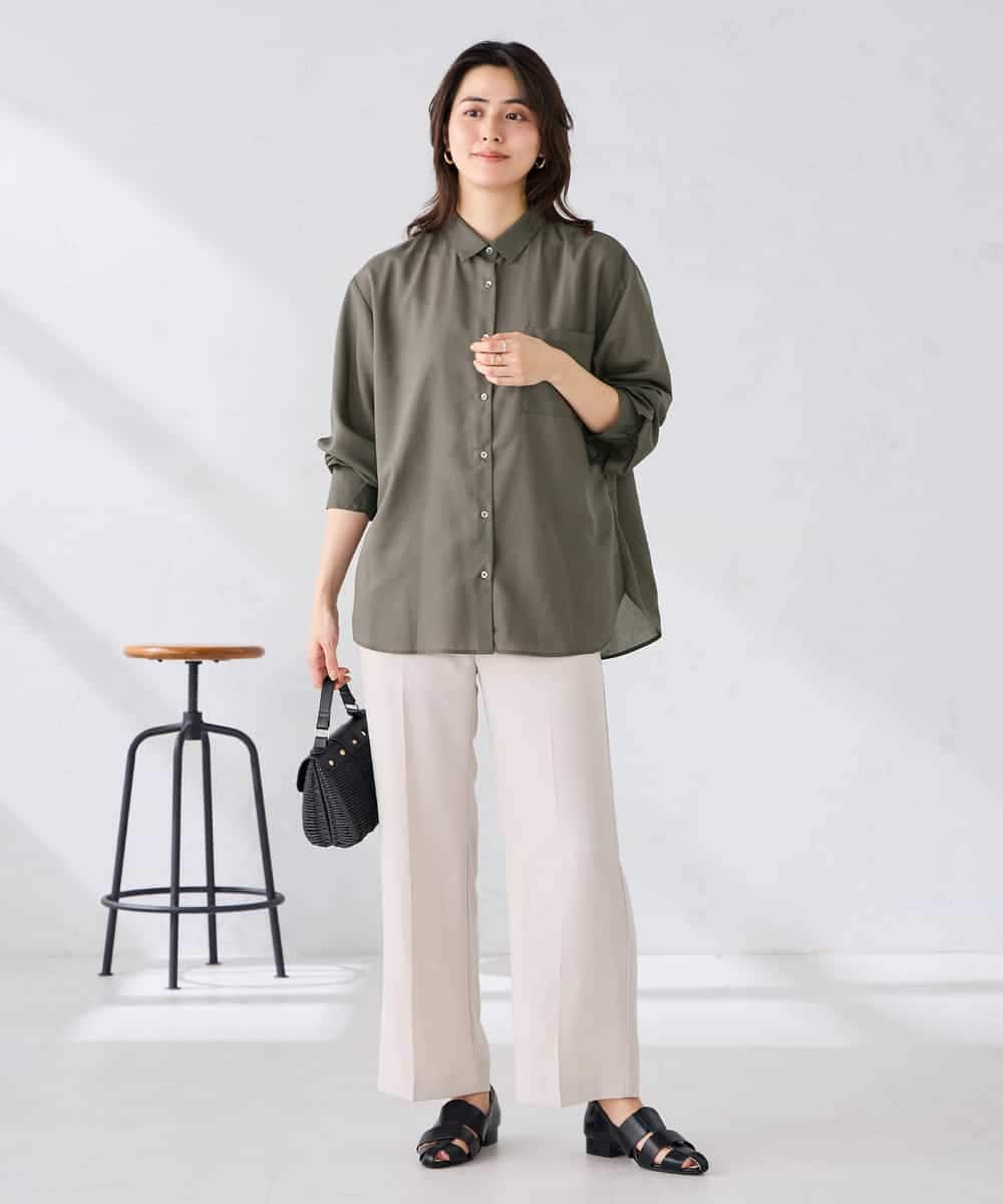 K2BGD15044 a.v.v(アー・ヴェ・ヴェ) バックタックシアーシャツ【接触冷感/イージーケア】 レッド