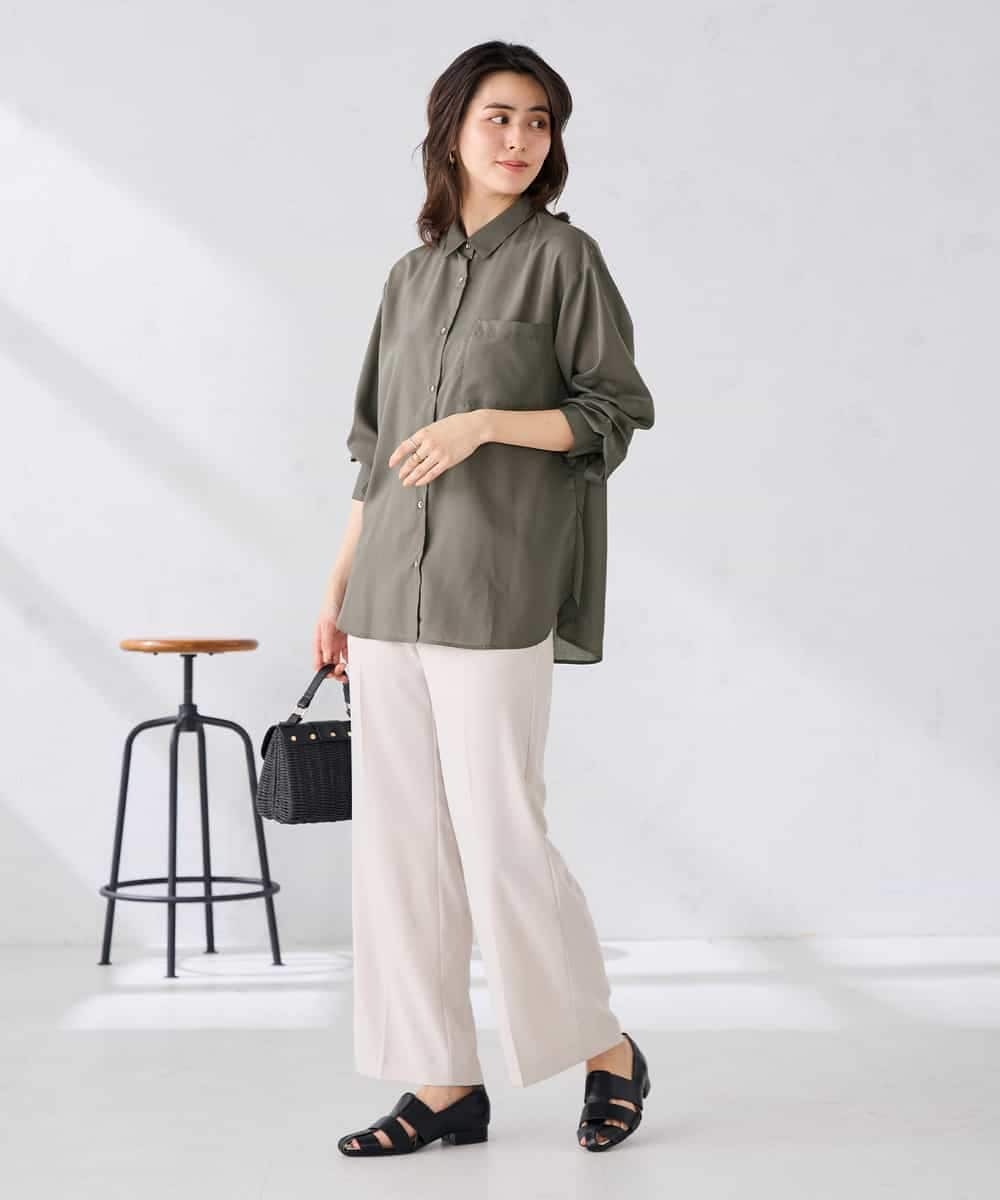 K2BGD15044 a.v.v(アー・ヴェ・ヴェ) バックタックシアーシャツ【接触冷感/イージーケア】 レッド