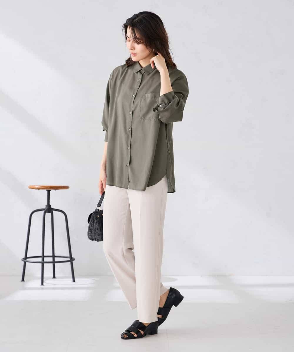 K2BGD15044 a.v.v(アー・ヴェ・ヴェ) バックタックシアーシャツ【接触冷感/イージーケア】 レッド