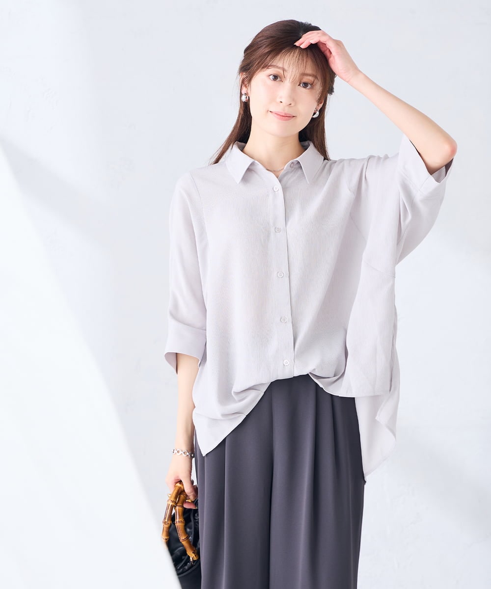 K2BGD30049 a.v.v(アー・ヴェ・ヴェ) 【2WAY】楊柳ドルマンシルエットシャツ アイボリー