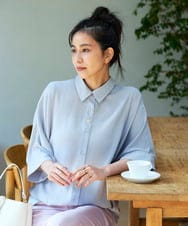 K2BGD30049 a.v.v(アー・ヴェ・ヴェ) 【2WAY】楊柳ドルマンシルエットシャツ ライトグレー