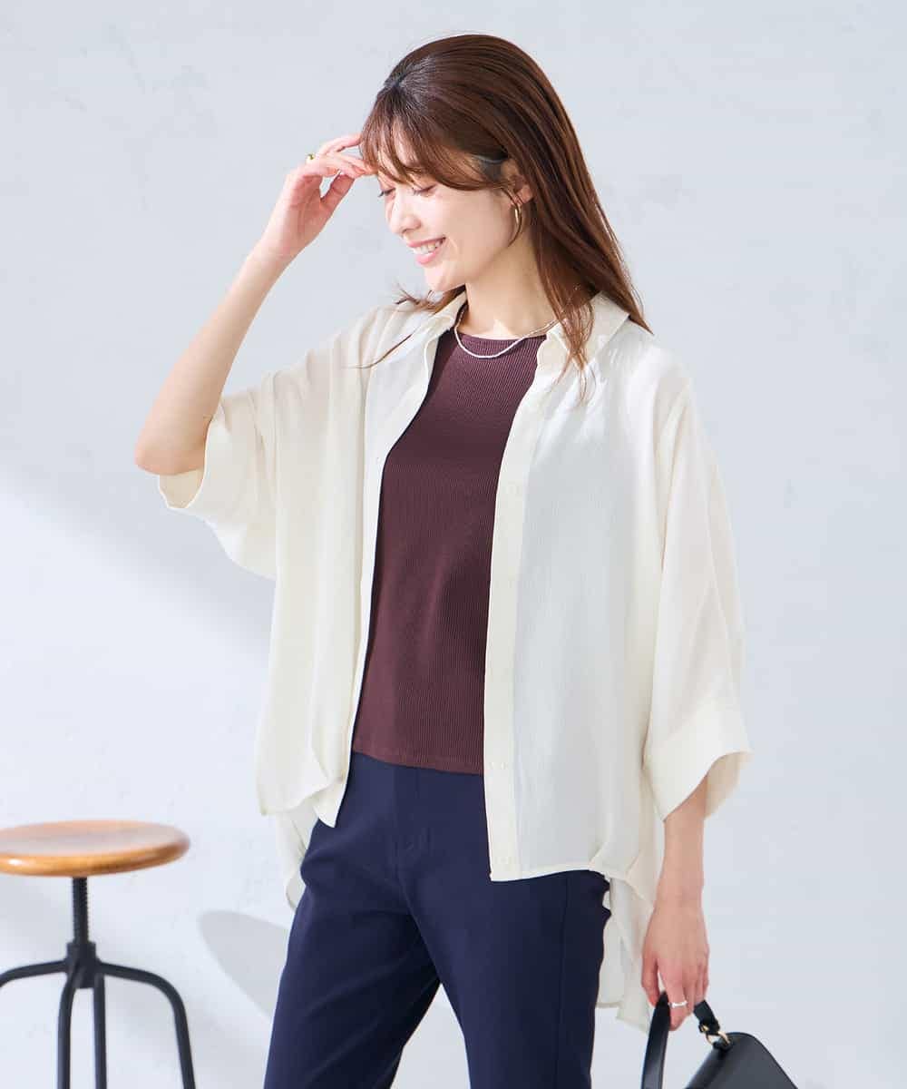 K2BGD30049 a.v.v(アー・ヴェ・ヴェ) 【2WAY】楊柳ドルマンシルエットシャツ アイボリー