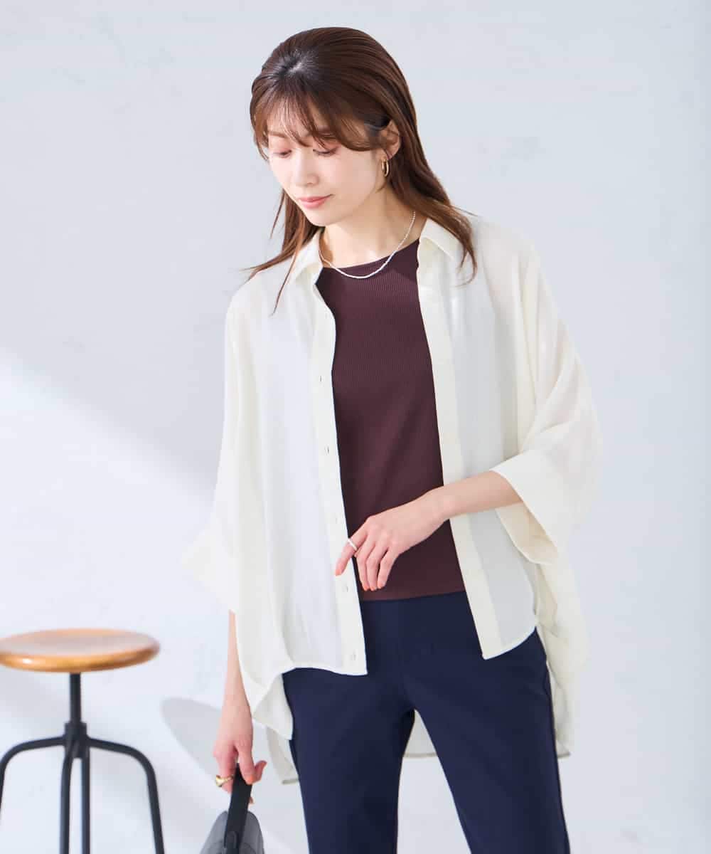 K2BGD30049 a.v.v(アー・ヴェ・ヴェ) 【2WAY】楊柳ドルマンシルエットシャツ アイボリー