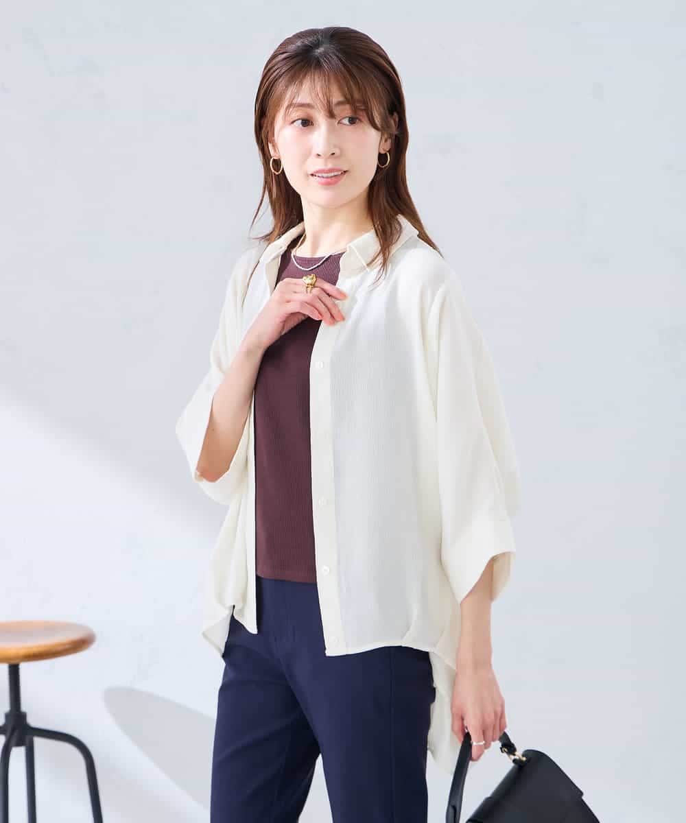 K2BGD30049 a.v.v(アー・ヴェ・ヴェ) 【2WAY】楊柳ドルマンシルエットシャツ アイボリー