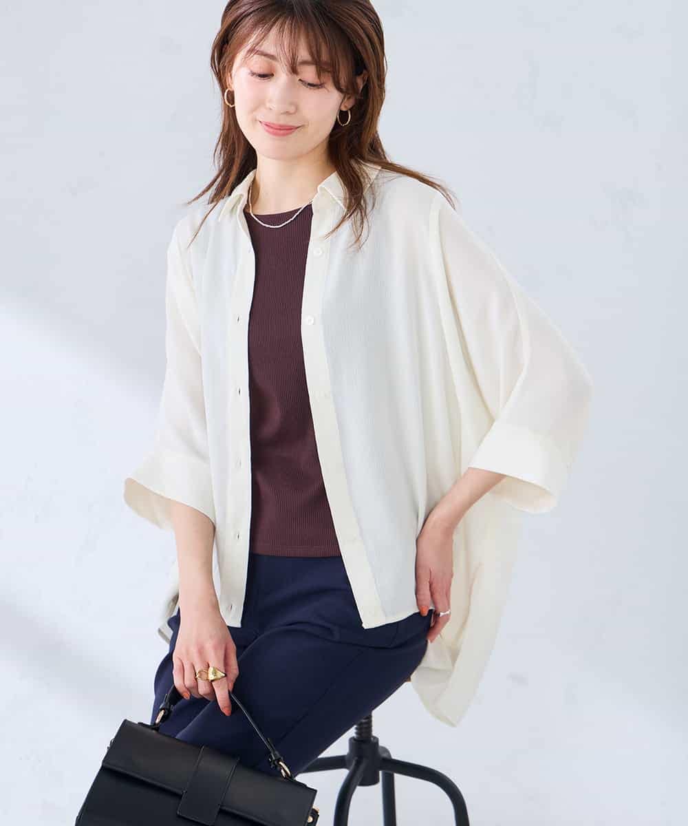 K2BGD30049 a.v.v(アー・ヴェ・ヴェ) 【2WAY】楊柳ドルマンシルエットシャツ アイボリー