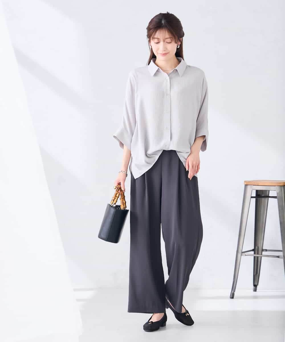 K2BGD30049 a.v.v(アー・ヴェ・ヴェ) 【2WAY】楊柳ドルマンシルエットシャツ アイボリー