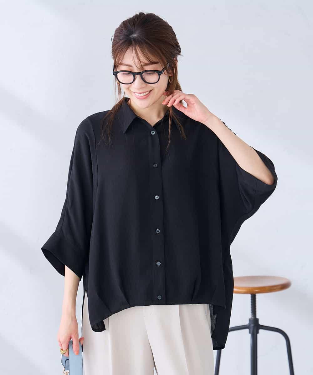 K2BGD30049 a.v.v(アー・ヴェ・ヴェ) 【2WAY】楊柳ドルマンシルエットシャツ アイボリー