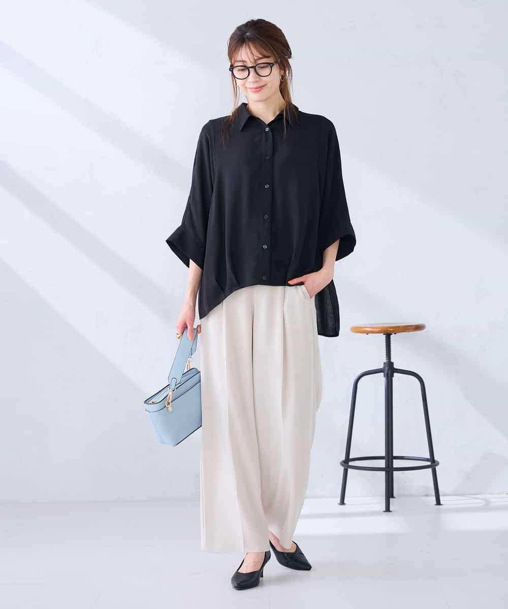 K2BGD30049 a.v.v(アー・ヴェ・ヴェ) 【2WAY】楊柳ドルマンシルエットシャツ アイボリー