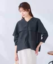 K2BGD31049 a.v.v(アー・ヴェ・ヴェ) ケープ風シアーブラウス ネイビー