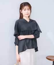 K2BGD31049 a.v.v(アー・ヴェ・ヴェ) ケープ風シアーブラウス ネイビー