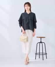 K2BGD31049 a.v.v(アー・ヴェ・ヴェ) ケープ風シアーブラウス ネイビー