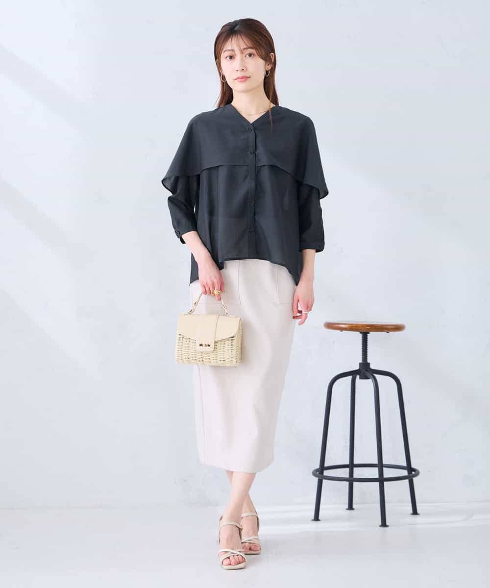 K2BGD31049 a.v.v(アー・ヴェ・ヴェ) ケープ風シアーブラウス ネイビー