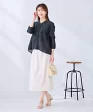 K2BGD31049 a.v.v(アー・ヴェ・ヴェ) ケープ風シアーブラウス ネイビー