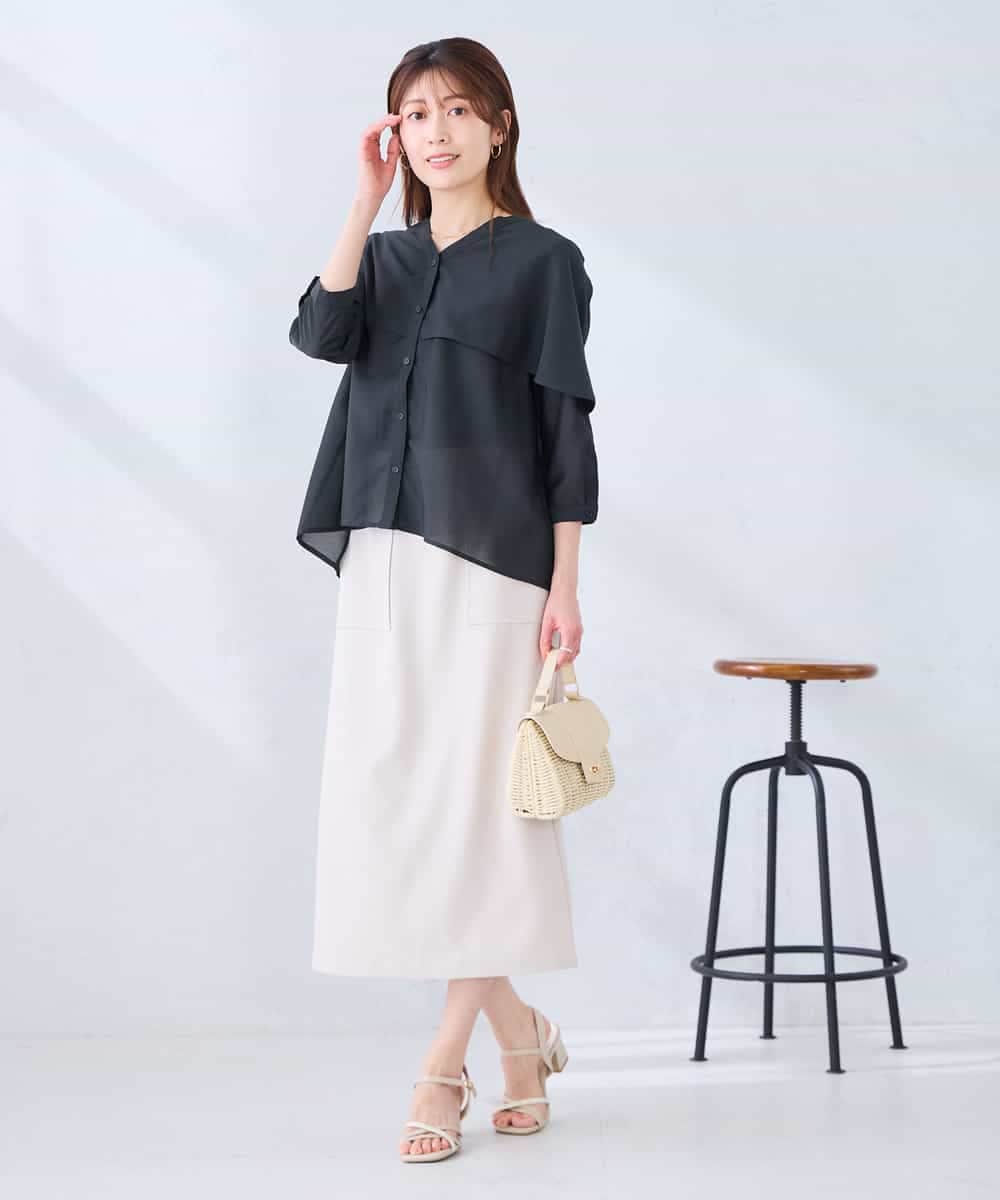 K2BGD31049 a.v.v(アー・ヴェ・ヴェ) ケープ風シアーブラウス ネイビー