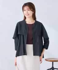 K2BGD31049 a.v.v(アー・ヴェ・ヴェ) ケープ風シアーブラウス ネイビー