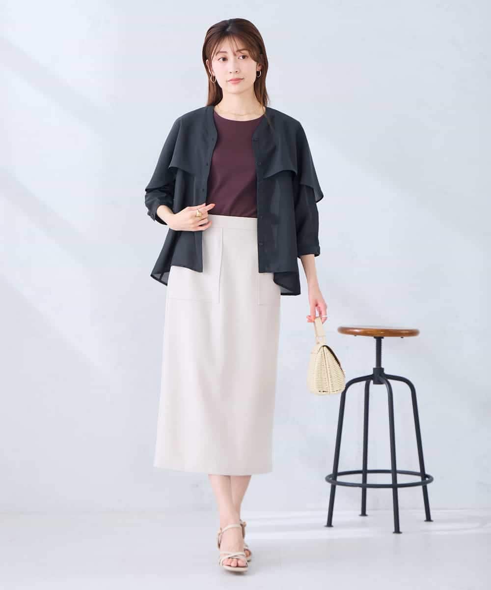 K2BGD31049 a.v.v(アー・ヴェ・ヴェ) ケープ風シアーブラウス ネイビー