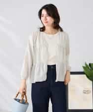 K2BGD32049 a.v.v(アー・ヴェ・ヴェ) ストライプ柄ティアードシアーブラウス アイボリー