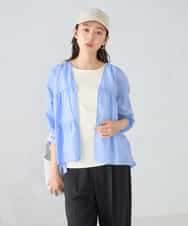 K2BGD32049 a.v.v(アー・ヴェ・ヴェ) ストライプ柄ティアードシアーブラウス アイボリー