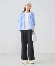 K2BGD32049 a.v.v(アー・ヴェ・ヴェ) ストライプ柄ティアードシアーブラウス アイボリー