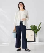 K2BGD32049 a.v.v(アー・ヴェ・ヴェ) ストライプ柄ティアードシアーブラウス アイボリー