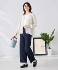 K2BGD32049 a.v.v(アー・ヴェ・ヴェ) ストライプ柄ティアードシアーブラウス アイボリー