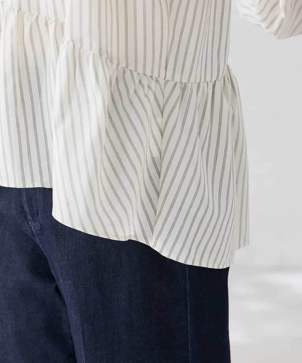 K2BGD32049 a.v.v(アー・ヴェ・ヴェ) ストライプ柄ティアードシアーブラウス アイボリー