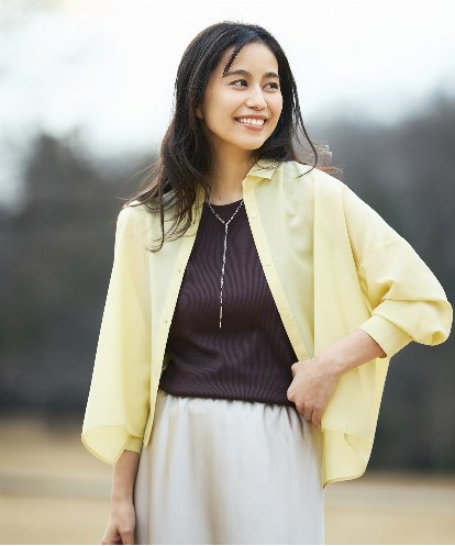 K2BGD33044 a.v.v 【洗える/接触冷感/雑誌InRed(宝島社)5月号掲載】クロップド丈セミシアーシャツ