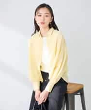 K2BGD33044 a.v.v(アー・ヴェ・ヴェ) 【洗える/接触冷感】クロップド丈セミシアーシャツ ブラウン×アイボリーストライプ柄