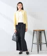 K2BGD33044 a.v.v(アー・ヴェ・ヴェ) 【洗える/接触冷感】クロップド丈セミシアーシャツ ブラウン×アイボリーストライプ柄