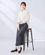 K2BGD33044 a.v.v(アー・ヴェ・ヴェ) 【洗える/接触冷感】クロップド丈セミシアーシャツ ブラウン×アイボリーストライプ柄