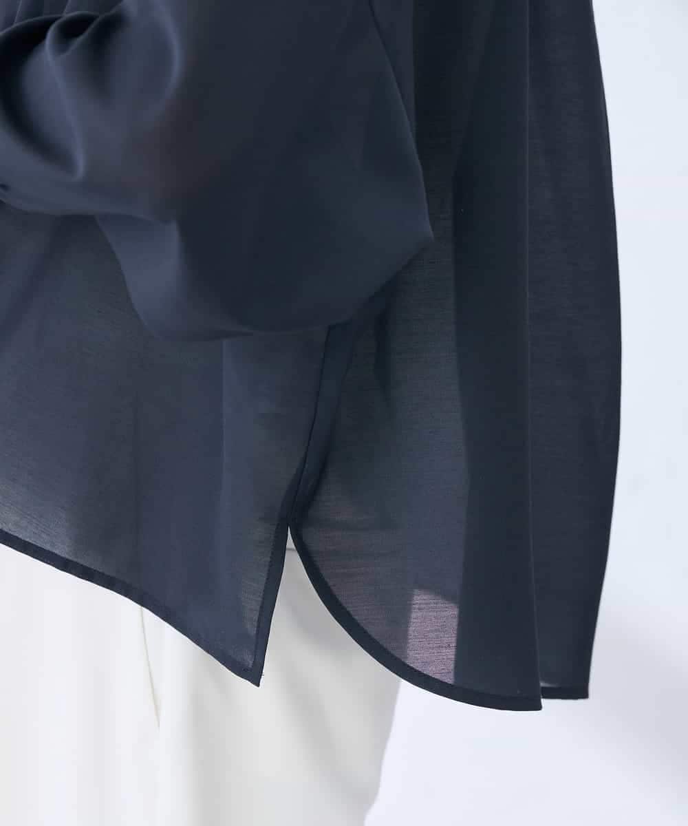 K2BGD33044 a.v.v(アー・ヴェ・ヴェ) 【洗える/接触冷感】クロップド丈セミシアーシャツ ブラウン×アイボリーストライプ柄