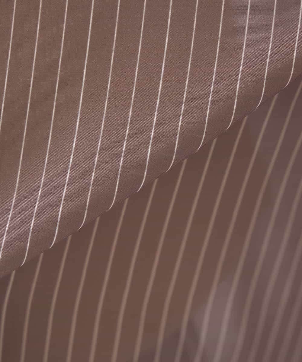 K2BGD33044 a.v.v(アー・ヴェ・ヴェ) 【洗える/接触冷感】クロップド丈セミシアーシャツ ブラウン×アイボリーストライプ柄