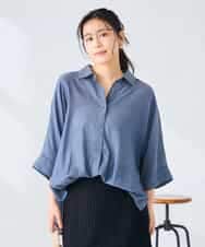 K2BGD35049 a.v.v(アー・ヴェ・ヴェ) 【2WAY】シアーデニムドルマンシャツ ネイビー