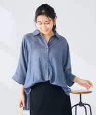 K2BGD35049 a.v.v(アー・ヴェ・ヴェ) 【2WAY】シアーデニムドルマンシャツ ネイビー