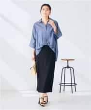 K2BGD35049 a.v.v(アー・ヴェ・ヴェ) 【2WAY】シアーデニムドルマンシャツ ネイビー