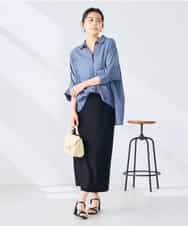 K2BGD35049 a.v.v(アー・ヴェ・ヴェ) 【2WAY】シアーデニムドルマンシャツ ネイビー