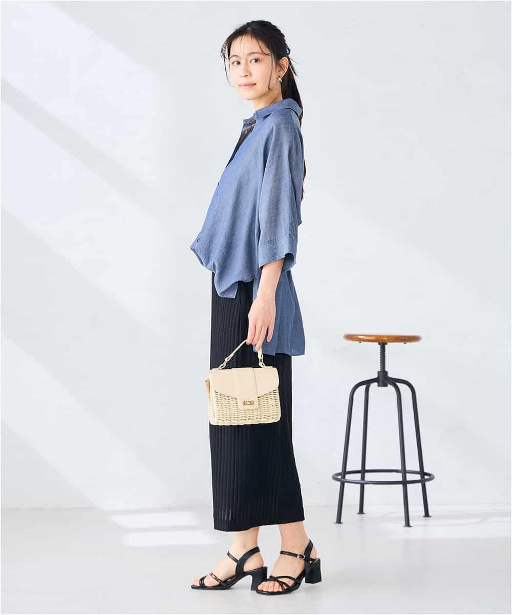 K2BGD35049 a.v.v(アー・ヴェ・ヴェ) 【2WAY】シアーデニムドルマンシャツ ネイビー