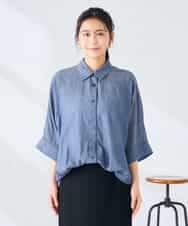 K2BGD35049 a.v.v(アー・ヴェ・ヴェ) 【2WAY】シアーデニムドルマンシャツ ネイビー