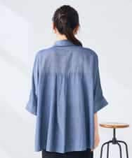 K2BGD35049 a.v.v(アー・ヴェ・ヴェ) 【2WAY】シアーデニムドルマンシャツ ネイビー