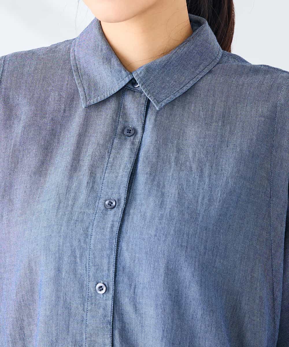 K2BGD35049 a.v.v(アー・ヴェ・ヴェ) 【2WAY】シアーデニムドルマンシャツ ネイビー