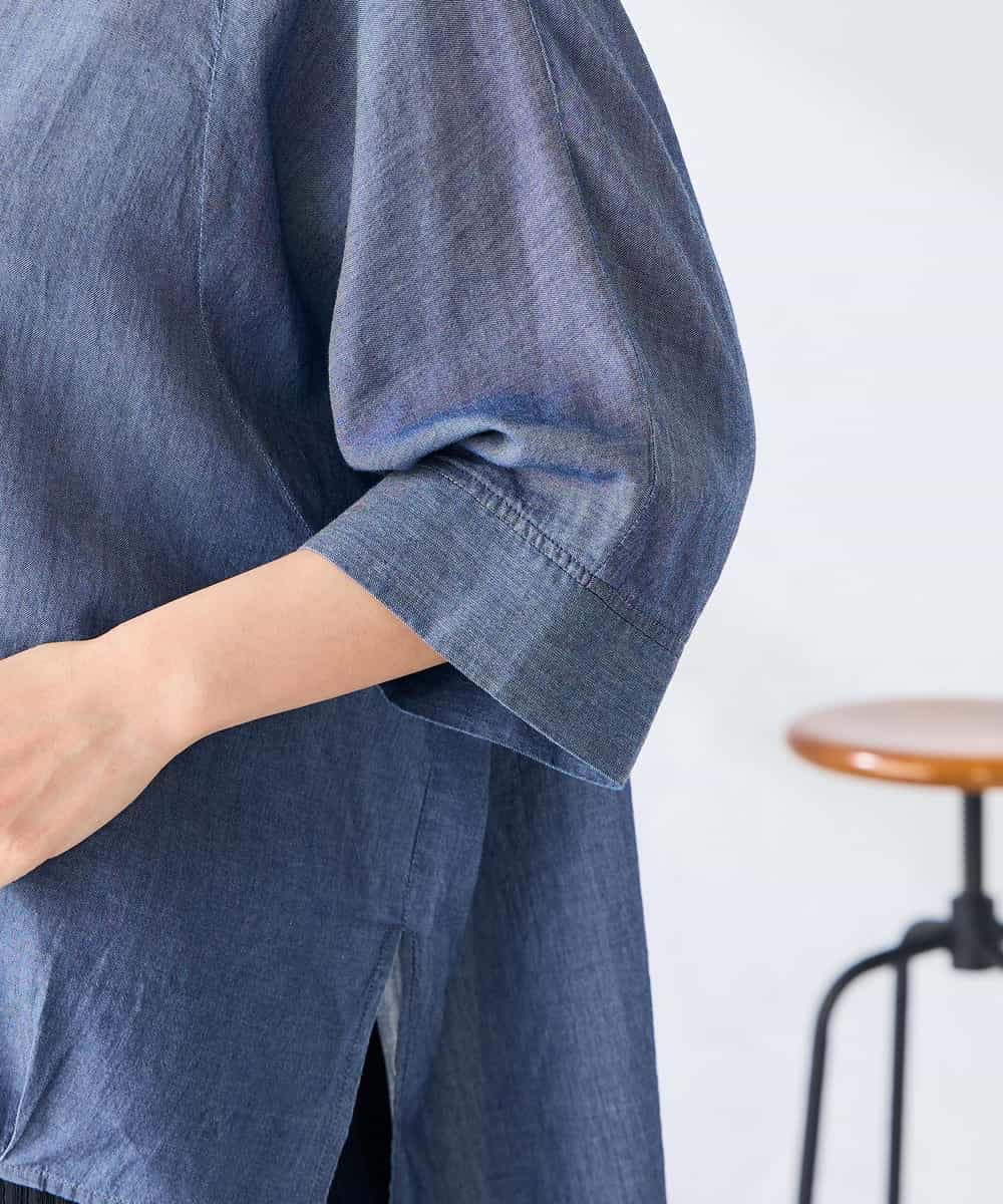 K2BGD35049 a.v.v(アー・ヴェ・ヴェ) 【2WAY】シアーデニムドルマンシャツ ネイビー