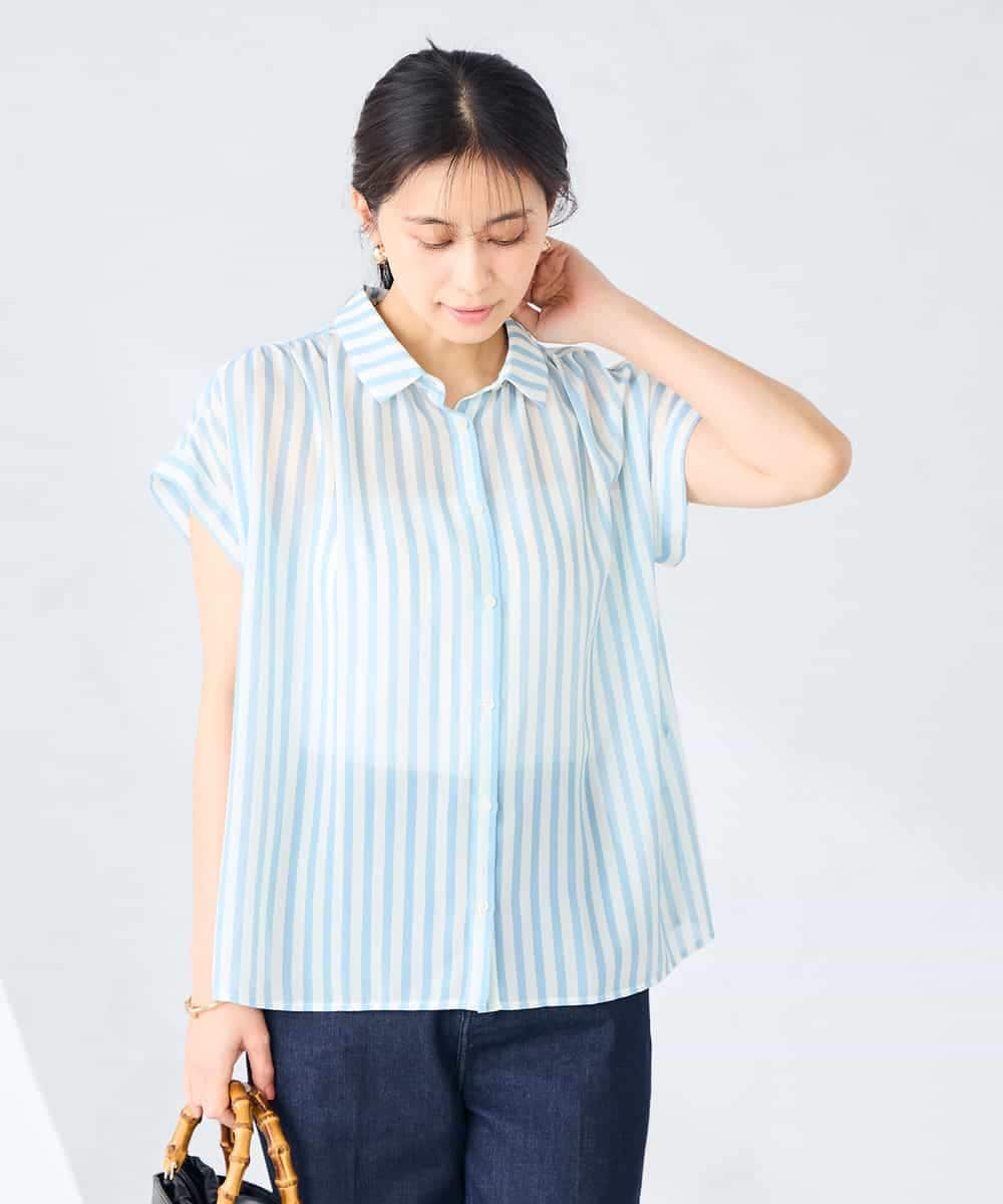 K2BGD50044 a.v.v(アー・ヴェ・ヴェ) ストライプシアーシャツ ライトブルー