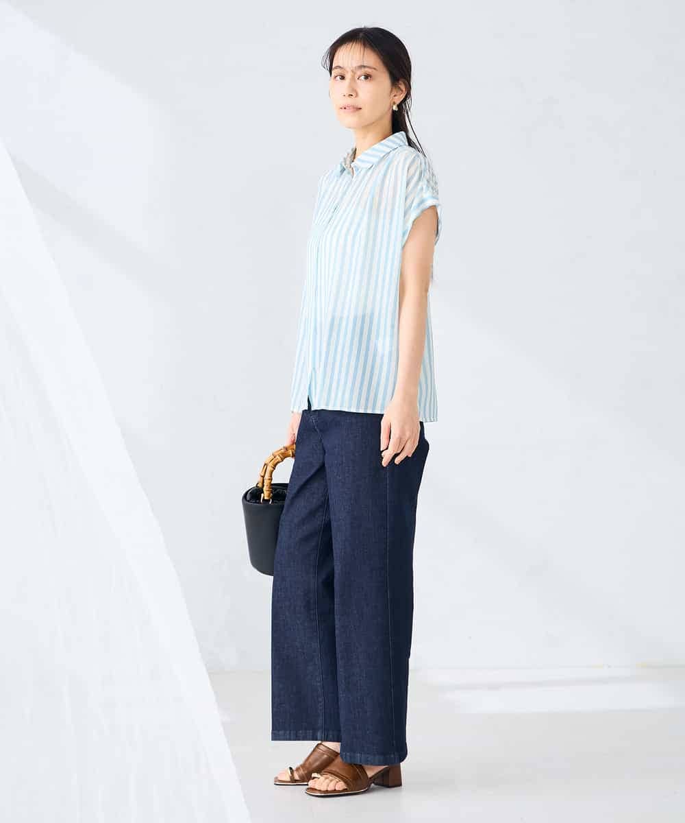 K2BGD50044 a.v.v(アー・ヴェ・ヴェ) ストライプシアーシャツ ライトブルー