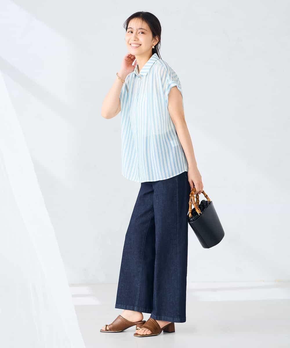 K2BGD50044 a.v.v(アー・ヴェ・ヴェ) ストライプシアーシャツ ライトブルー