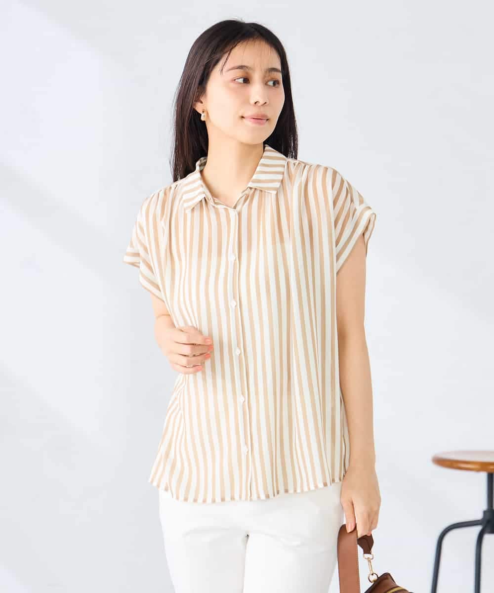 K2BGD50044 a.v.v(アー・ヴェ・ヴェ) ストライプシアーシャツ ライトブルー