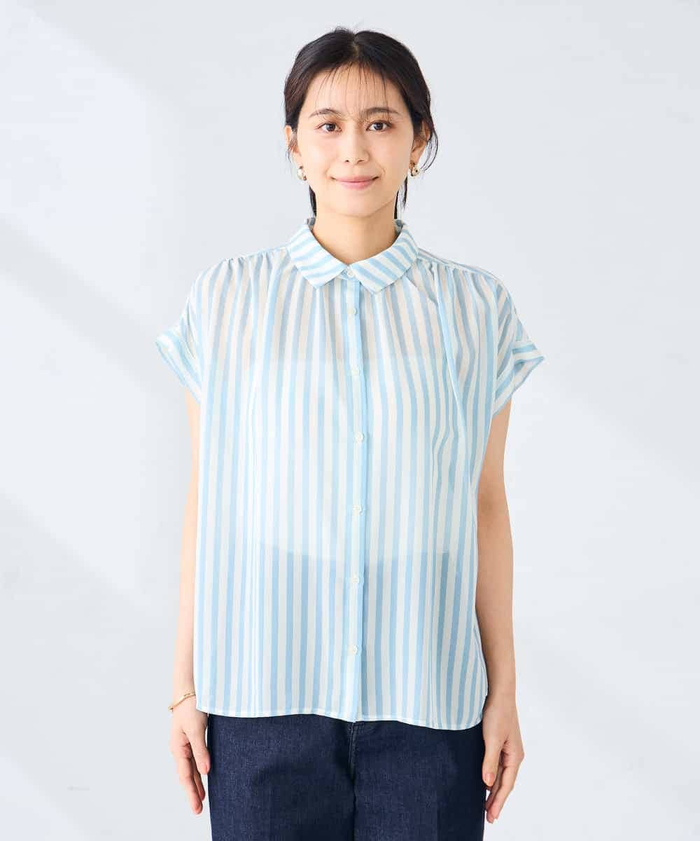 K2BGD50044 a.v.v(アー・ヴェ・ヴェ) ストライプシアーシャツ ライトブルー